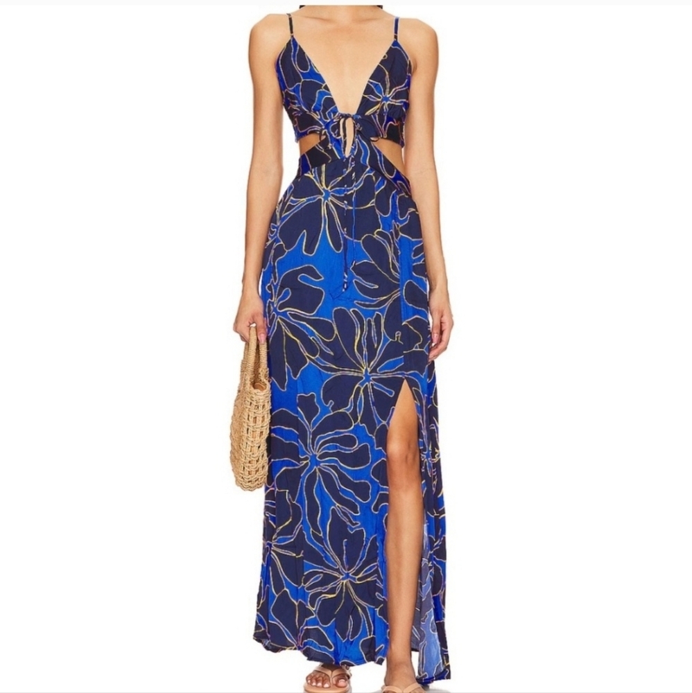 Maaji Navy Floral Cut-Out Maxi Dress
